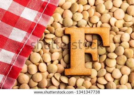 Letter F, Lentils with checkered napkin - Lens culinaris