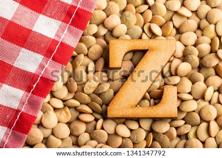 Letter Z, Lentils with checkered napkin - Lens culinaris