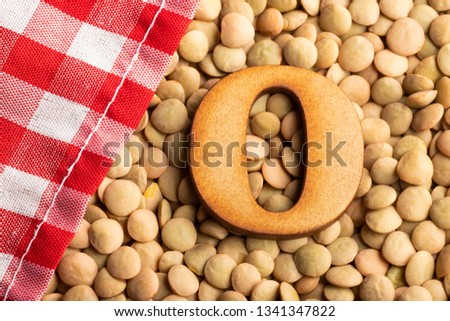 Letter O, Lentils with checkered napkin - Lens culinaris