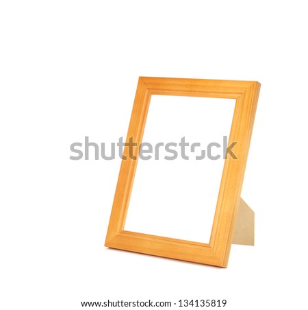 isolated varnished wooden picture frame with stand