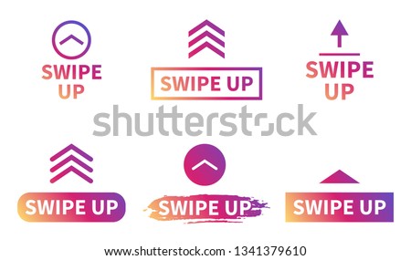 Swipe up, set of buttons for social media. Arrows, buttons and web icons for advertising and marketing in social media application. Scroll or swipe up Royalty-Free Stock Photo #1341379610