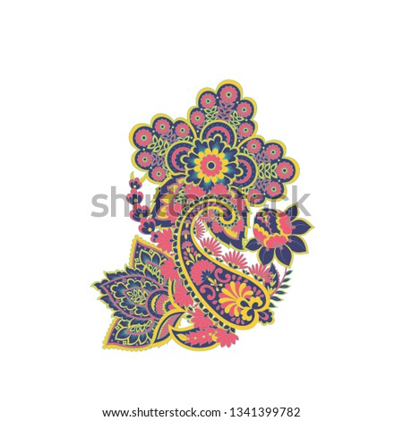Paisley colorful vector ornament.