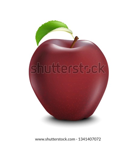 Red realistic Apple. Realistic 3d apples. Detailed 3d Illustration Isolated On White. Design Element For Web Or Print Packaging. Vector Illustration. 