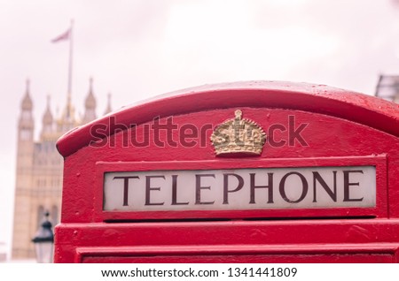 Famous iconic London red telephone box 