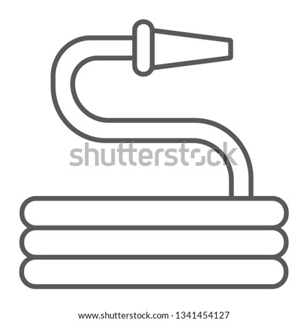 Garden hose thin line icon, tool and irrigation, sprinkler sign, vector graphics, a linear pattern on a white background, eps 10.