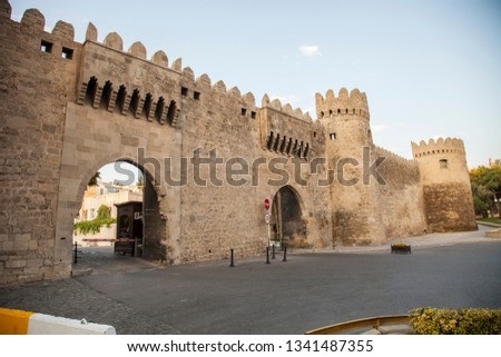 Azerbaijan Baku Old Baku In City Walls Old Stone Building Buildings Mosque Museum Dome City Old  Houses bay windows Beautiful Interesting Different Angles Perspective Architecture Image Buy Old Arc