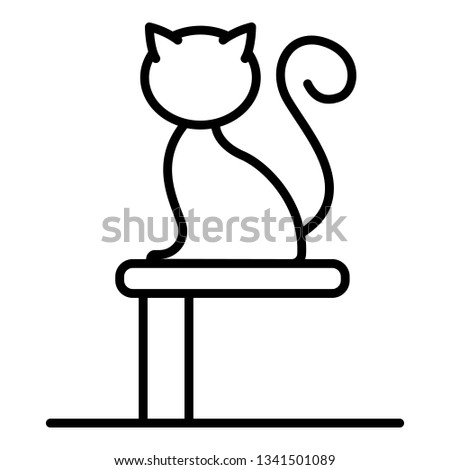 Cat on stand icon. Outline cat on stand vector icon for web design isolated on white background