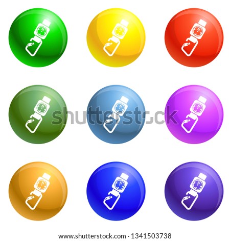 Climb tool compass icons vector 9 color set isolated on white background for any web design 