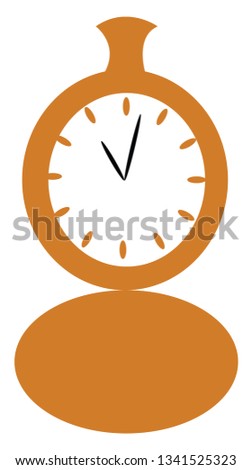 A vintage yellow pocket watch is showing time vector color drawing or illustration 