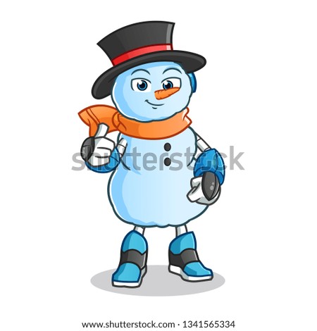 snowman robot mode mascot vector cartoon illustration