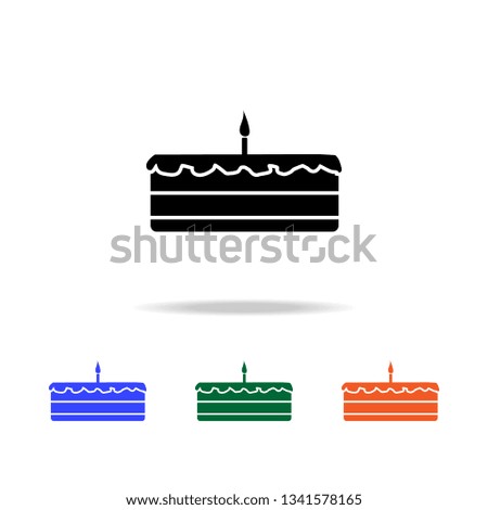 cake with a candle icon. Elements of simple web icon in multi color. Premium quality graphic design icon. Simple icon for websites, web design, mobile app, info graphics