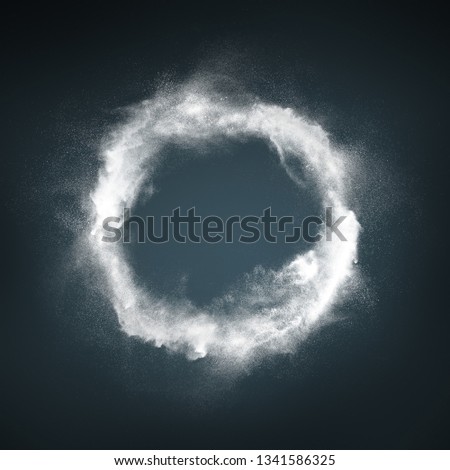 Abstract design of white powder particles explosion over dark background