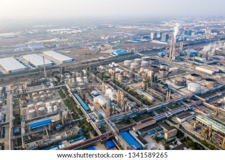 Aerial view of Oil refinery