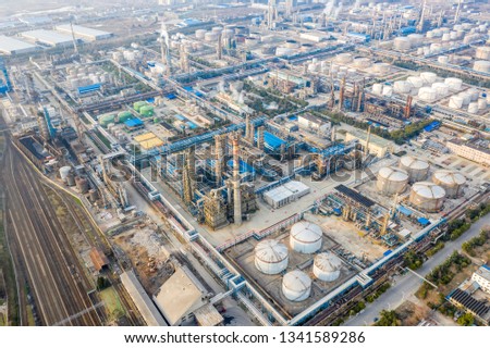 Aerial view of Oil refinery