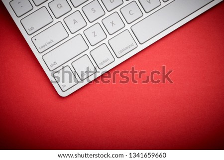 Top view of white keyboard with blank copy space.