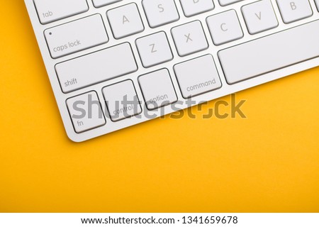 Top view of white keyboard with blank copy space.