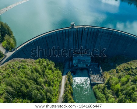 Aerial View Alder Lake Dam Concrete Wall