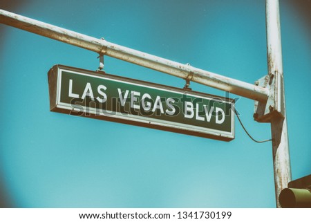 Las Vegas Boulevard road sign, Nevada, USA.