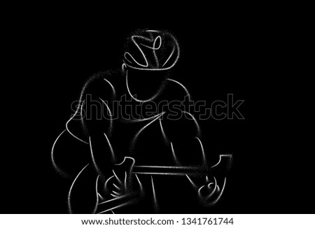 Modern Cycling Athlete In Action Line Art Drawing, Vector Illustration