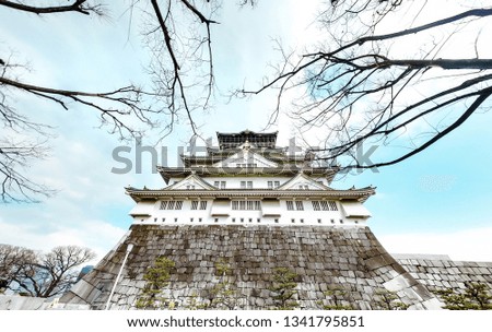 Osaka castle in, Japan with blurry background