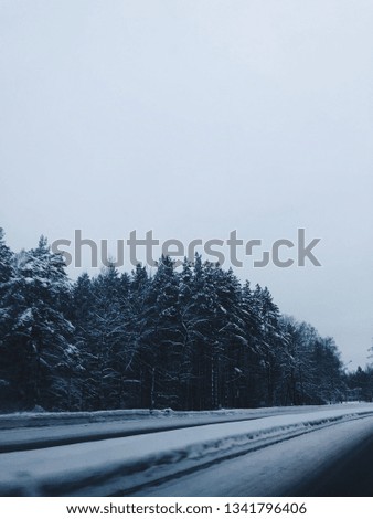 Winter Russian road. Nature beauty at snowy weather