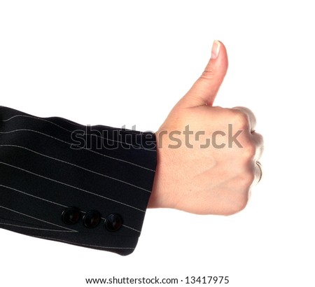 Thumb up gesture, businesswoman, detail, isolated