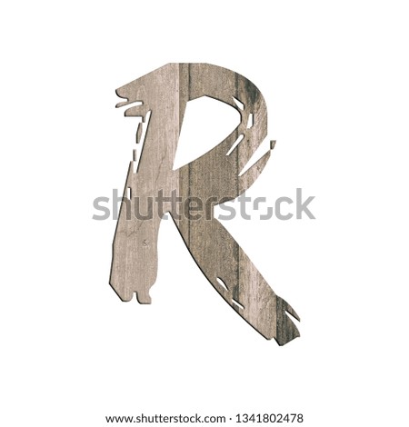Wooden alphabet letter on a white background, meaning a graphic resource