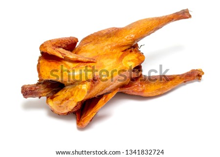 Smoked chicken grill isolated on white background.