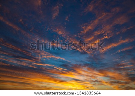 Sky clouds at sunset for background.