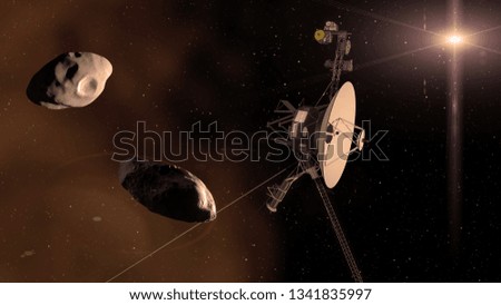 Voyager is flying to the end of solar system. Elements of this image furnished by NASA.