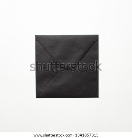 Black paper envelope document on white background