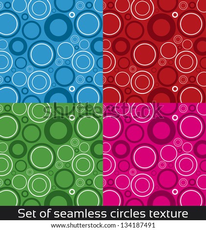 Seamless vector pattern with colorful rings and circles. Texture of bubbles. Abstract set, collection.