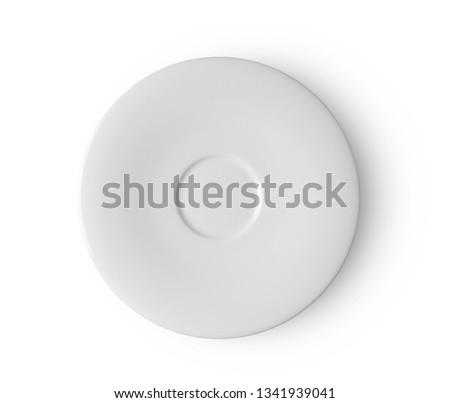 white plate on white background. top view