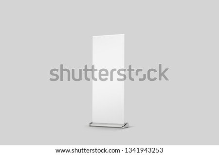 Roll up Banner Mock up with grey color background. Royalty-Free Stock Photo #1341943253