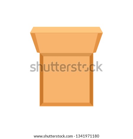 Empty open pizza box. Top view icon. Clipart image isolated on white background