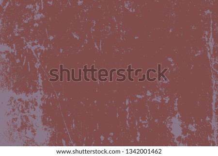 Brushed red paint cover. Distress urban used texture. Grunge rough dirty background. Overlay aged grainy messy template. Renovate wall frame grimy backdrop. Empty aging design element. EPS10 vector
