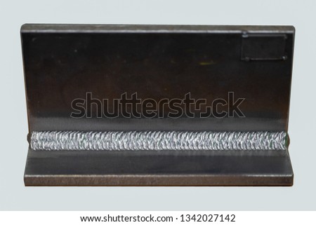Fillet welded coupon in 3G  uphill welding position or PF, this fillet weld was completed by metal inert gas arc welding (GMAW or MIG). It usual to use PF in welding competition include world skill.