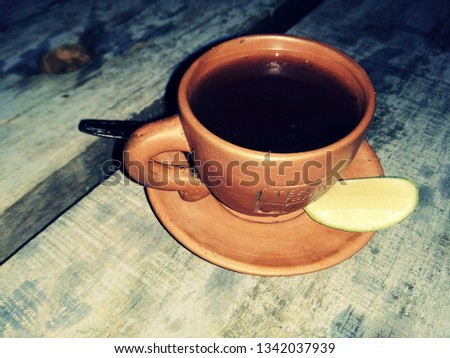 Picture of Glass a tea with slice of lemon