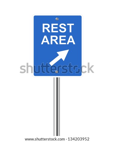Rest area traffic sign on white