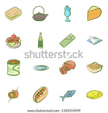 Food images. Background for printing, design, web. Colored.