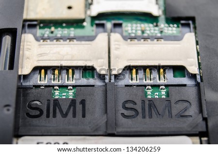 Slot for dual SIM cards. Photo Close-up