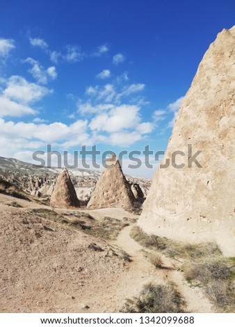 Mushroom Rocks in the Cappadocia valley . Turkey