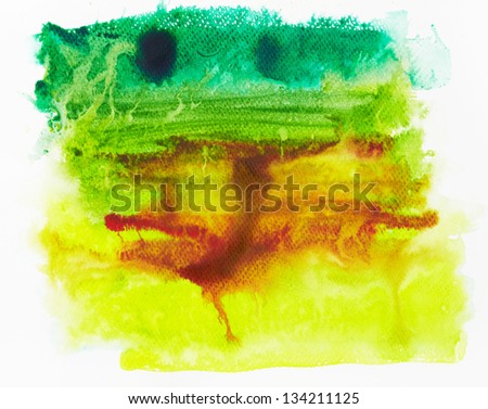 Abstract colorful water color art background hand paint on white background