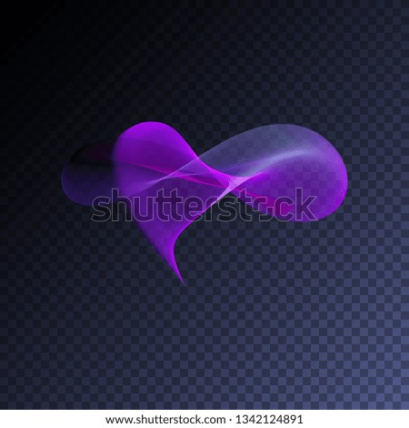 Magic glowing swirl trail transparent light effect. Bright shine wavy vector  element for your design. Beautiful iridescent flame, flare, light beam, sound wave, hologram.