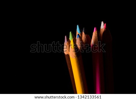 Color pencil on black