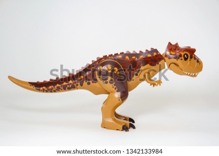 Dinosaur, Plastic Toy Animal isolated on white background.