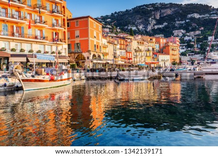Villefranche sur Mer, France. Seaside town on the French Riviera (or Côte d'Azur). Royalty-Free Stock Photo #1342139171