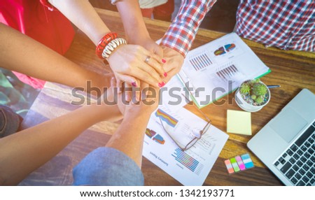 Business people group of hands fist bump, Teamwork partners Together successful Concept 