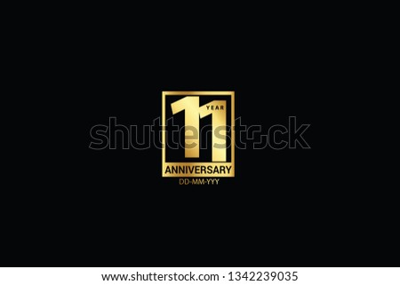 11 years anniversary celebration logotype. anniversary logo with golden and Spark light white color isolated on black background, vector design for celebration, invitation and greeting card-Vector