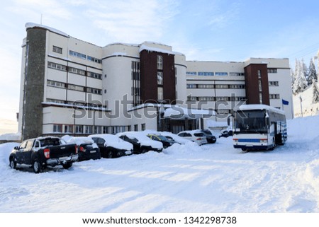 hotel at a height of 1400 m in the mountains of Sinaia during the winter